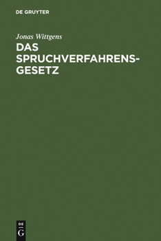 Hardcover Das Spruchverfahrensgesetz [German] Book