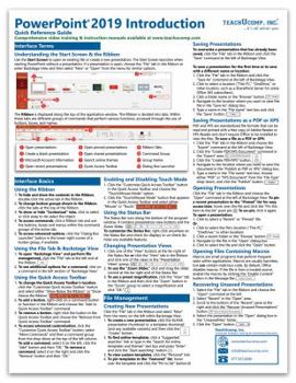 Pamphlet Microsoft PowerPoint 2019 Introduction Quick Reference Training Tutorial Guide (Cheat Sheet of Instructions, Tips & Shortcuts - Laminated Card) Book