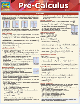 Pamphlet Pre-Calculus: A Quickstudy Reference Guide Book