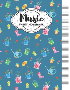 Paperback Music Sheet Notebook: Blank Staff Manuscript Paper with Spring Themed Cover Design Book