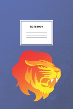 Paperback Notebook: Fire Lion Blue Background Notebook And Composition Book Journal Soft Cover Lined Planner Diary Book