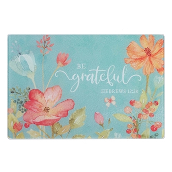 Misc. Supplies Cutting Board Glass Grateful Floral Book