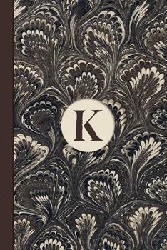 Monogram K Marble Notebook (Coffee Peacock Edition): Blank Lined Journal for Names Starting with Initial Letter K