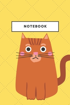 Notebook: Yellow nd Brown Cat Notebooks And Journal Kitty Soft Cover Lined Animal Pet Composition Book Cute Face