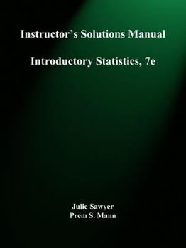 Paperback Introductory Statistics, Instructor's Solutions Manual Book