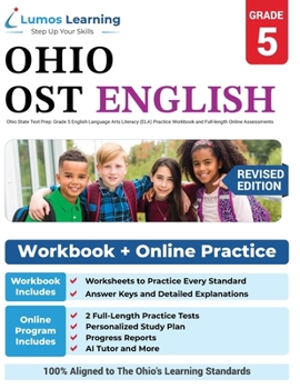 Paperback Ohio State Test Prep: Grade 5 English Language Arts Literacy (ELA) Practice Workbook and Full-length Online Assessments: OST Study Guide Book