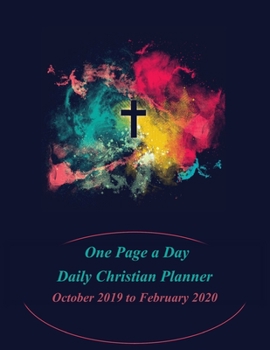 One Page A Day Daily Christian Planner: October 2019 to February 2020 with Decorative Cross Interior - Pink/Blue Cross