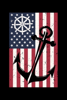Paperback Composition Notebook: USA Flag American Anchor Nautical Lined Notebook Journal Diary 6x9 Book