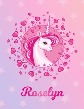 Roselyn: Unicorn Large Blank Primary Sketchbook Paper | Pink Purple Magical Horse Personalized Letter R Initial Custom First Name Cover | Drawing ... | Art Sketch Book| Create & Learn to Draw