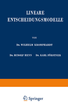 Paperback Lineare Entscheidungsmodelle [German] Book