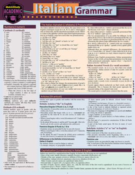 Paperback Italian Grammar: A Quickstudy Laminated Language Reference Guide Book