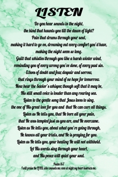 Listen: Faux Marble 6x9 Journal For Christian Women With 120 Blank Lined Pages For Journaling Your Thoughts, Inspirational Poem Notebook, Religious Gift Book, Depression Diary