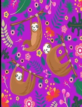 Paperback Abigail: Purple Sloth Notebook, 366 Pages College Ruled Sloth Notebook, Cute Sloth Cover Note Pad Book