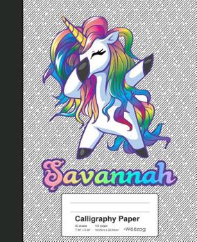 Paperback Calligraphy Paper: SAVANNAH Unicorn Rainbow Notebook Book