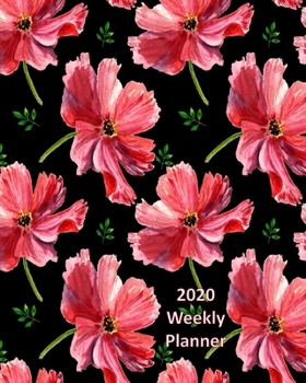 Paperback 2020 Weekly Planner: Big Bold Flowers on Black Background, Sermon Notes Bible Study Record Daily Weekly Dated 2020 Planner, 8 x 10, Yearly Book