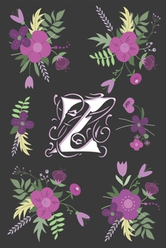 Z: Z  Monogram Notebook, Letter Z Initial Monogram , for Kids, Girls & Women | Pink Floral with letter Z glossy and smooth finish cover, (6 x 9) 120 pages