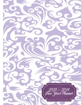 Paperback 2020 - 2024 Five Year Planner: Purple Paisley Agenda Planner For The Next Five Years. Damask Monthly Schedule Organizer Book