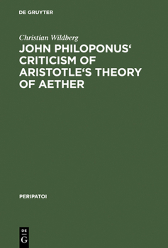 Hardcover John Philiponus' Criticism of Aristotle's Theory of Aether Book