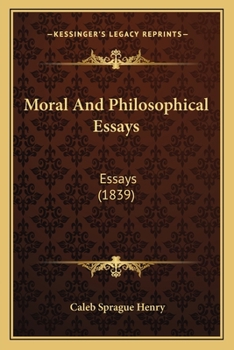 Paperback Moral And Philosophical Essays: Essays (1839) Book
