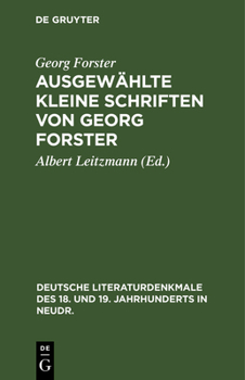 Hardcover Ausgewählte Kleine Schriften Von Georg Forster [German] Book