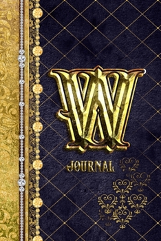 Paperback W Journal: Letter W Initial Monogram Lined Notebook - Elegant Diamond and Gold Print Book