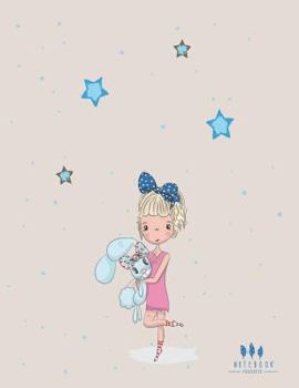 Paperback Notebook: Cute girl and bunny on grey cover and Dot Graph Line Sketch pages, Extra large (8.5 x 11) inches, 110 pages, White pap Book
