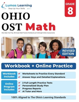Paperback Ohio State Test Prep: 8th Grade Math Practice Workbook and Full-length Online Assessments: OST Study Guide Book