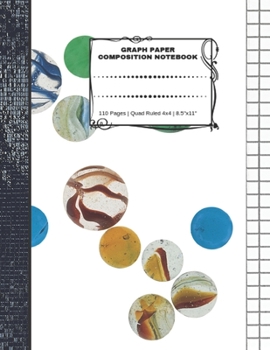 Graph Paper Composition Notebook: 110 Pages | Quad Ruled 4x4 | 8.5" x 11": Marbles Large Notebook with Grid Paper | Math Notebook For Students