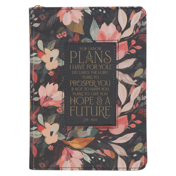 Leather Bound Journal Classic W/Zip Black Hope & a Future Jer. 29:11 Book