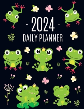 Paperback Frog Planner 2024: Funny Amphibian Monthly Agenda January-December Organizer (12 Months) Cute Green Water Animal Scheduler Book