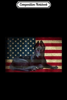 Paperback Composition Notebook: Cool Black German Shepherd with Flag Journal/Notebook Blank Lined Ruled 6x9 100 Pages Book