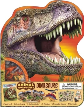 Paperback Animal Adventures: Dinosaurs [With Amazing World of Dinosaurs and Sticker(s) and 20 Fact Cards and Diorama, 4 Models, 6 Plastic Book