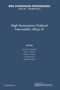 Paperback High-Temperature Ordered Intermetallic Alloys IX: Volume 646 Book