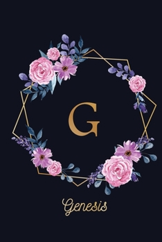 Genesis: Monogram Initial Personalized Notebook Journal Gift For Girls And Women - Pink Floral