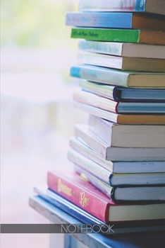 Paperback Notebook: Library book stack books close up [110 pages]: Library book stack books close up Book