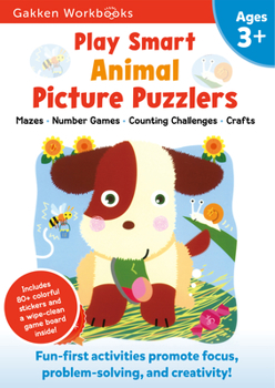 Paperback Play Smart Animal Picture Puzzlers Age 3+: Preschool Activity Workbook with Stickers for Toddlers Ages 3, 4, 5: Learn Using Favorite Themes: Tracing, Book