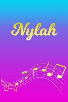 Paperback Nylah: Sheet Music Note Manuscript Notebook Paper - Pink Blue Gold Personalized Letter N Initial Custom First Name Cover - Mu Book