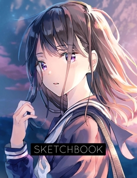 Paperback Sketchbook: Anime style cover, sketchbook for Drawing, Coloring, Sketching and Doodling manga, 8.5 x 11 110 pages Book