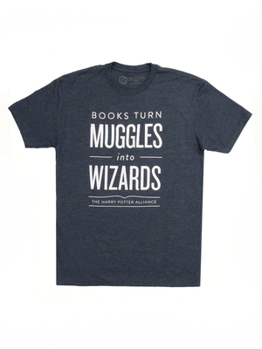 Unknown Binding Books Turn Muggles Into Wizards Unisex T-Shirt Large Book