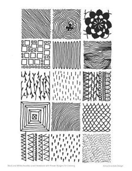 Paperback Black and White Doodles Lined Notebook with Flower Margins for Coloring Book