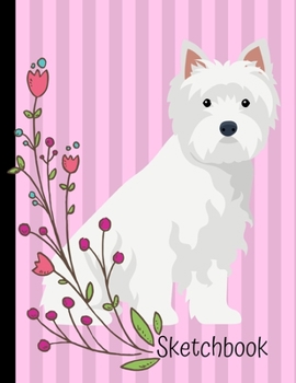 Paperback Sketchbook: West Highland White Terrier Dog Pink Sketch Book 8.5 x 11 Blank Paper 100 Pages Notebook For Drawing Art Journal Book