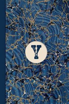 Monogram y Marble Notebook (Blue Ginger Edition) : Blank Lined Marble Journal for Names Starting with Initial Letter Y
