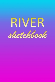 Paperback River: Sketchbook - Blank Imaginative Sketch Book Paper - Pink Blue Gold Custom Letter R Personalized Cover - Teach & Practic Book