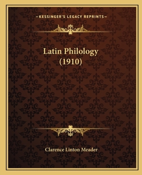 Paperback Latin Philology (1910) Book