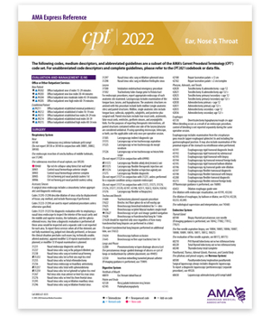 Cards CPT Express Reference Coding Card 2022: Ear, Nose & Throat Book