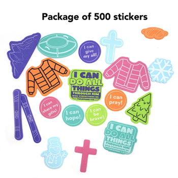 Vbs 2026 Snowball Mountain Challenge Stay-Put Stickers (Pkg of 500): Find Your Strength in God