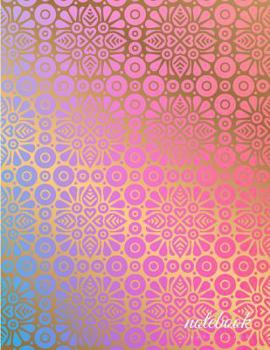 Graph Paper Notebook: 1/4 Inch Squares Art Deco Floral Gold on Pink & Blue Soft Cover Large (8.5 X 11 Inches) Letter Size 120 Square Grid Pages Blank Quad Ruled Glam Notes