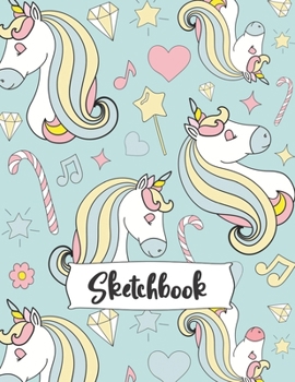 Sketchbook: Unicorn, Large Journal With Blank Paper For Drawing And Sketching & Crayon Coloring for Girls, 109 Pages, 8.5" x 11" (Kids Drawing Books)