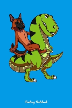 Fantasy Notebook: German Shepherd Riding Dinosaur Notebook