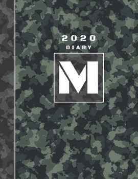 Paperback Personalised 2020 Diary Week To View Planner: A4 Letter M Block Green And Black Camo Camouflage Organiser And Planner For The Year Ahead, School, Busi Book